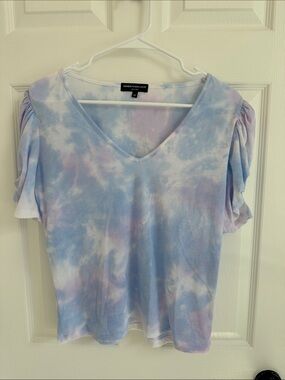 Generation Love Blue & Lavender Tie-Dye V-Neck Top